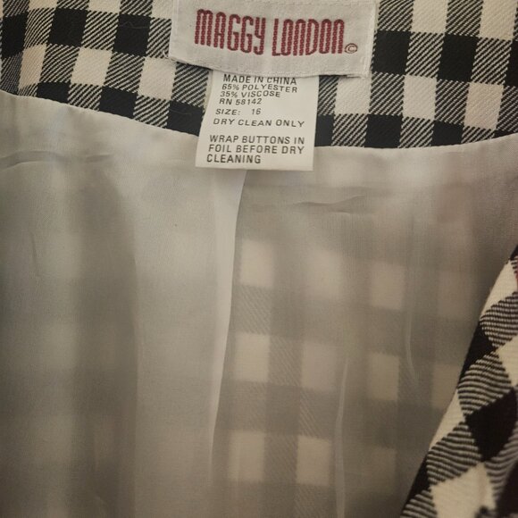 NWT Maggy london Preppy black white Houndstooth pink trim cropped blazer 16 - Picture 5 of 11